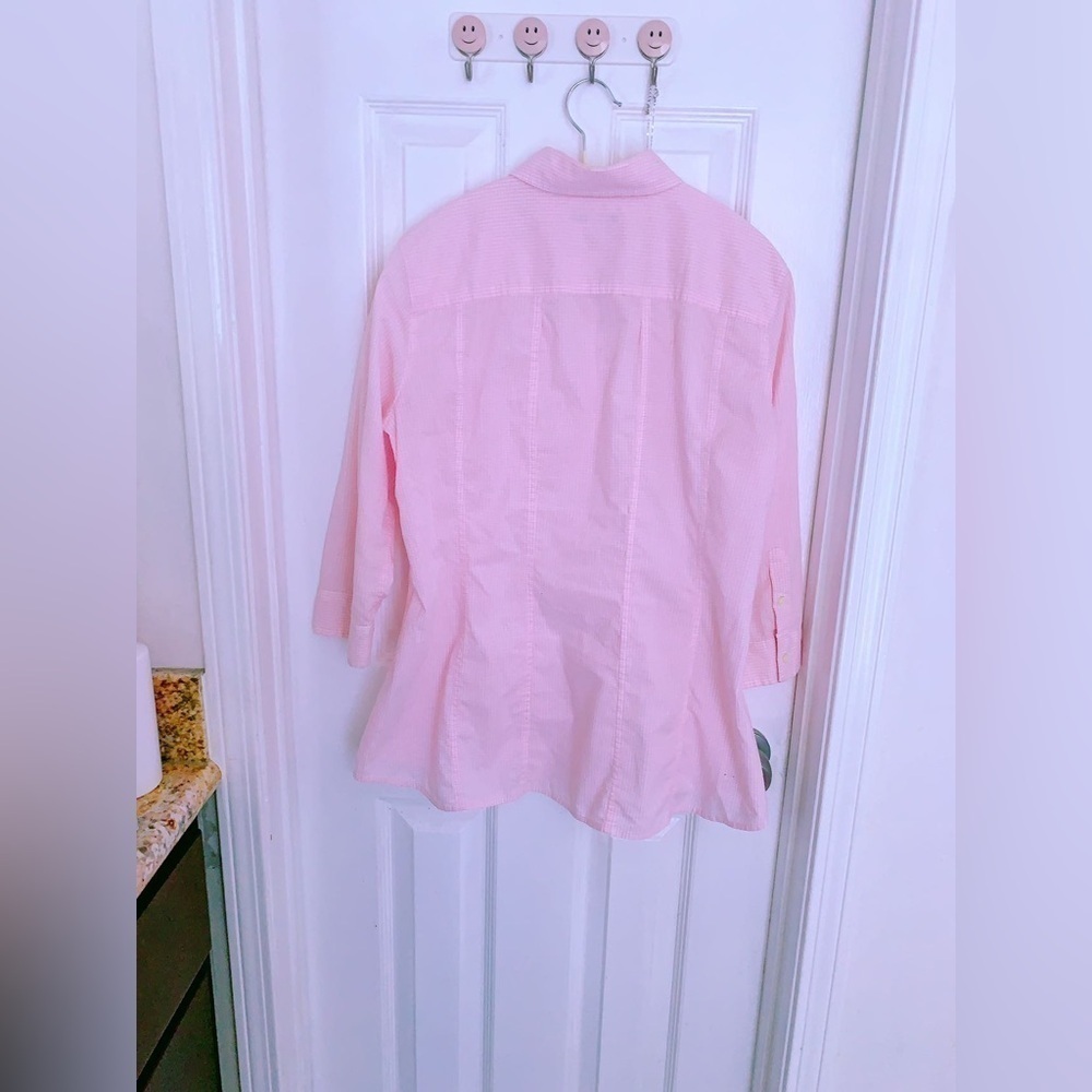Banana Republic Cotton Button-Down Collared Shirt Pink 3/4 Sleeve SZ 6 - Picture 8 of 9